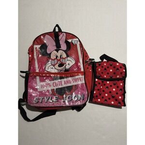 Minnie Mouse 'Style Icon' Backpack & Lunchbag, Red, Cute, Girls #A108
